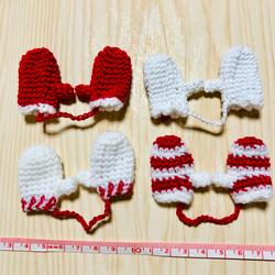 手編みクリスマスミニ手袋4点セット、ガーランド、オーナメントと色々使えます。 3枚目の画像