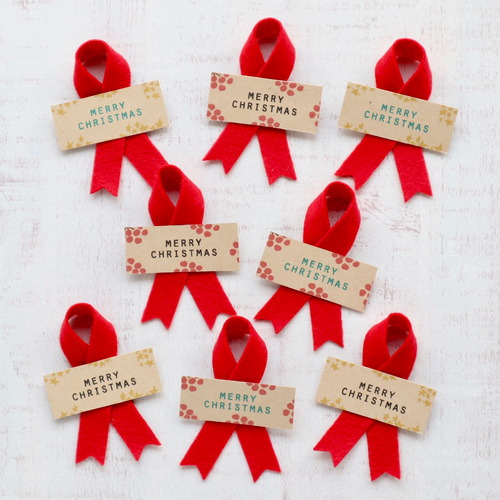 ラッピングに！】クリスマスの赤リボンシール シール