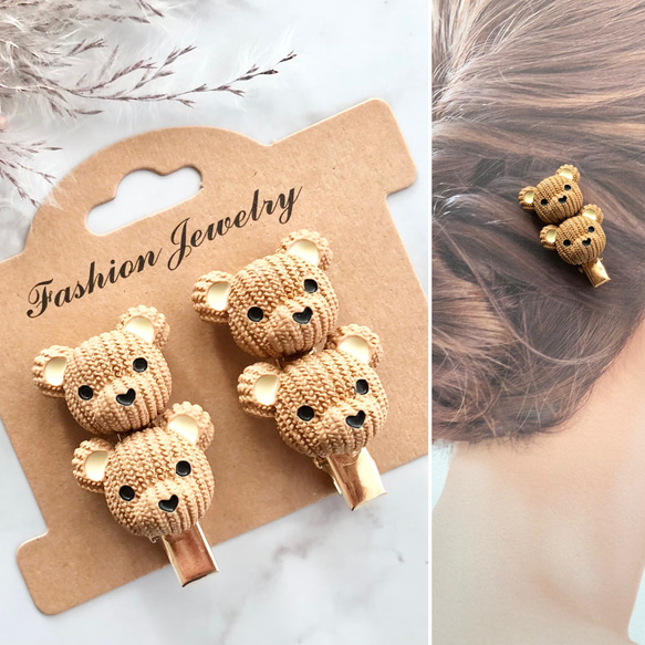 ヘアゴム　ベビーヘアクリップ　三色団子　三色くま団子 ヘアゴムベビーヘアクリップ三色団子三色くま団子