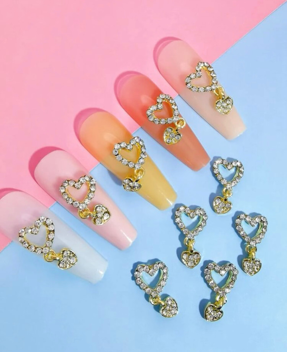 ダブルハートネイルパーツ5点 ネイルシール まぁ 通販 15036105