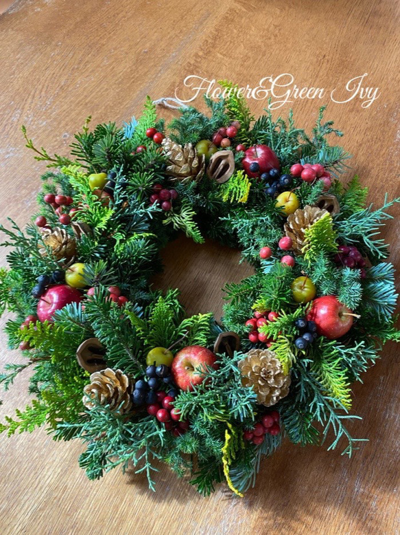 【ご好評につき今年も販売スタート】すべて生花⭐️フレッシュクリスマスリース 1枚目の画像