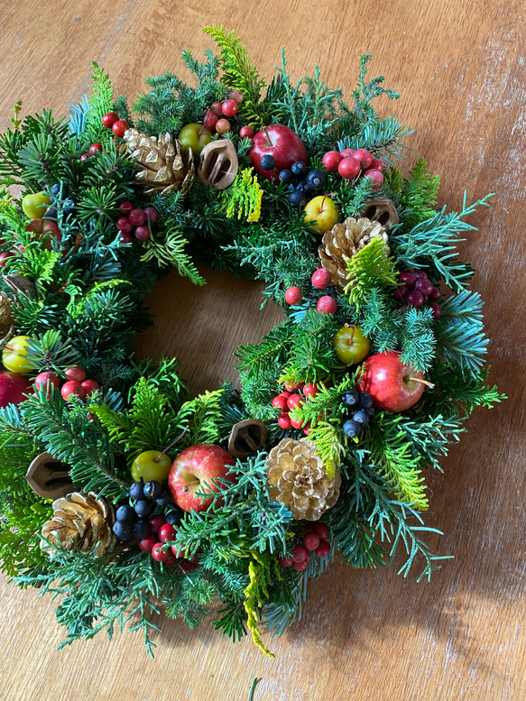 【ご好評につき再販】すべて生花⭐️フレッシュクリスマスリース 3枚目の画像