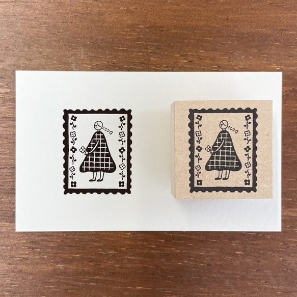 マールちゃん イラストスタンプ 切手（a-155） はんこ ハンコ 女の子 かわいい 1枚目の画像