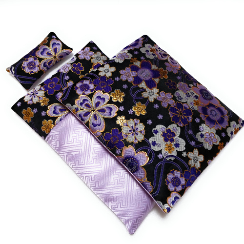 ✨お財布布団 枕つき《金紫の刺繍が豪華絢爛なラベンダー金襴