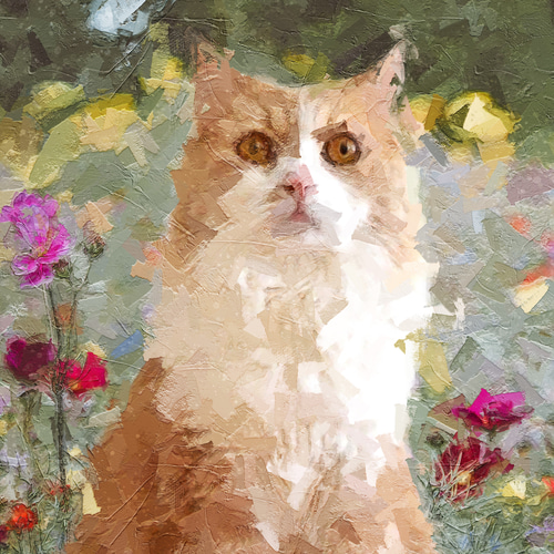 絵画 油絵風プリント アンティーク風 猫