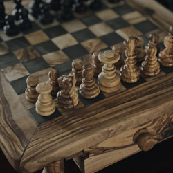 復古橄欖木國際象棋組合 第2張的照片