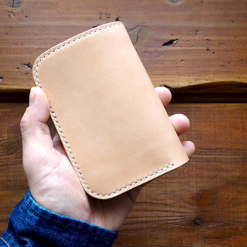 ミドルウォレット 二つ折り本革財布 ヌメ革 シンプル財布 S-041 二