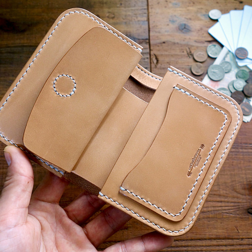 ミドルウォレット 二つ折り本革財布 ヌメ革 シンプル財布 S-041 二