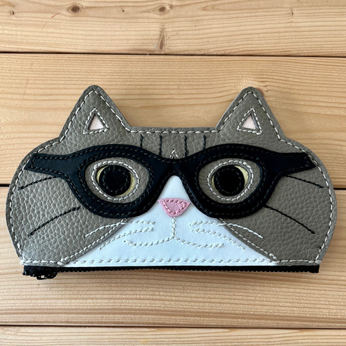 猫のメガネケース K.TAMAO作 全て手縫いのハンドメイド 姫路