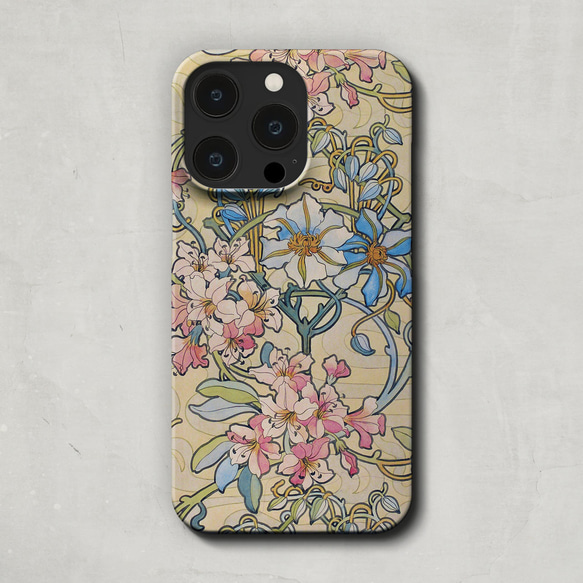 スマホケース / アルフォンス ミュシャ「クレマチス」 iPhone 全機種対応 花 花柄 大人 絵画 レトロ 個性的 2枚目の画像