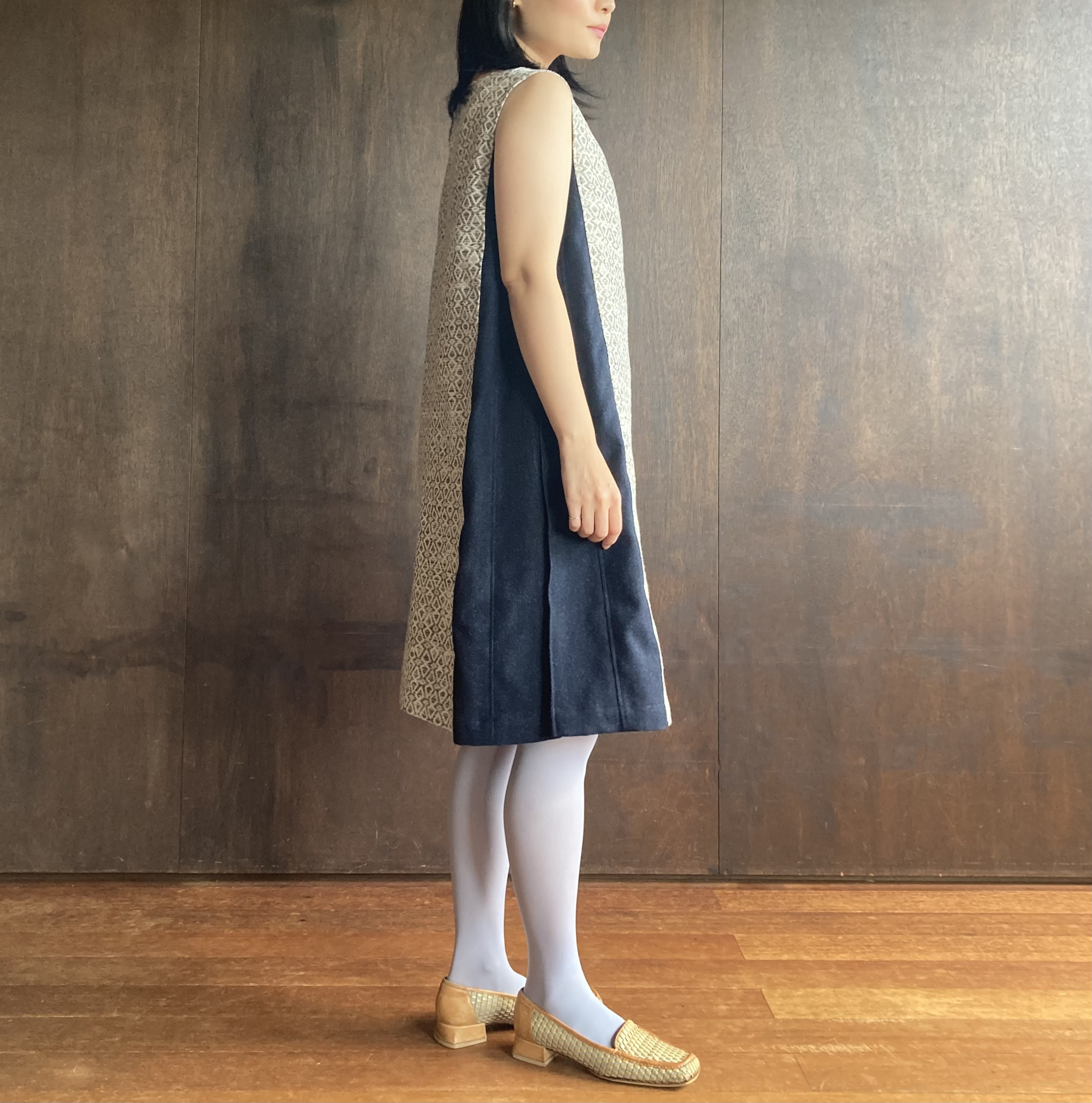 ウインタードレス　flower（silver）/midnight blue　ヴィンテージ・ボタン