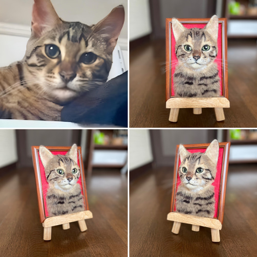 羊毛フェルト　猫　オーダー　【カナ】 羊毛フェルト猫》 #猫(ねこ)羊毛フェルト オーダー フレーム