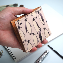 二つ折り財布（ペンギン） 牛革 コンパクト 4枚目の画像