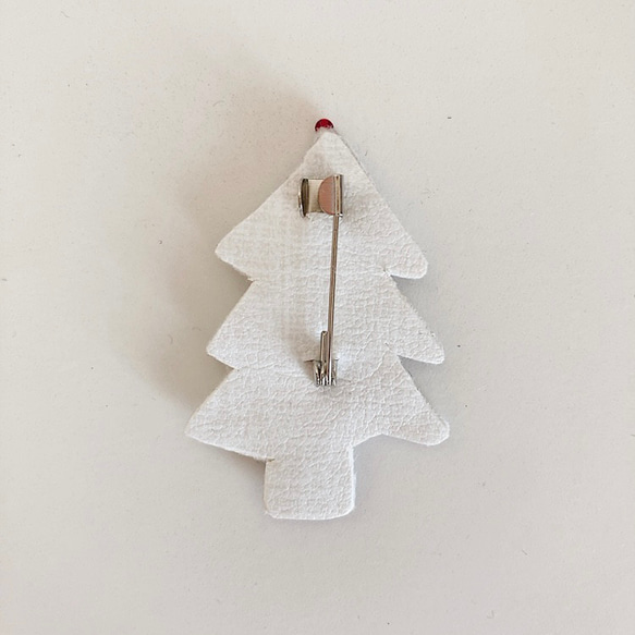 クリスマスツリーブローチ（ホワイト×マルチカラー） 5枚目の画像