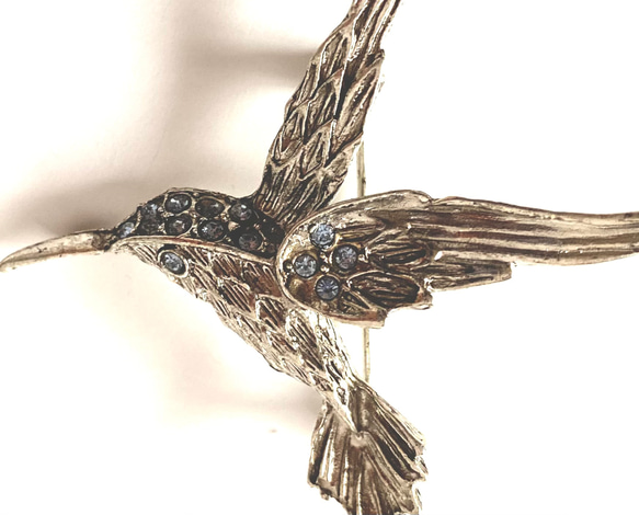 　【ビンテージ  ラインストーン　野鳥　ブローチ】鳥　アウトドア 2枚目の画像
