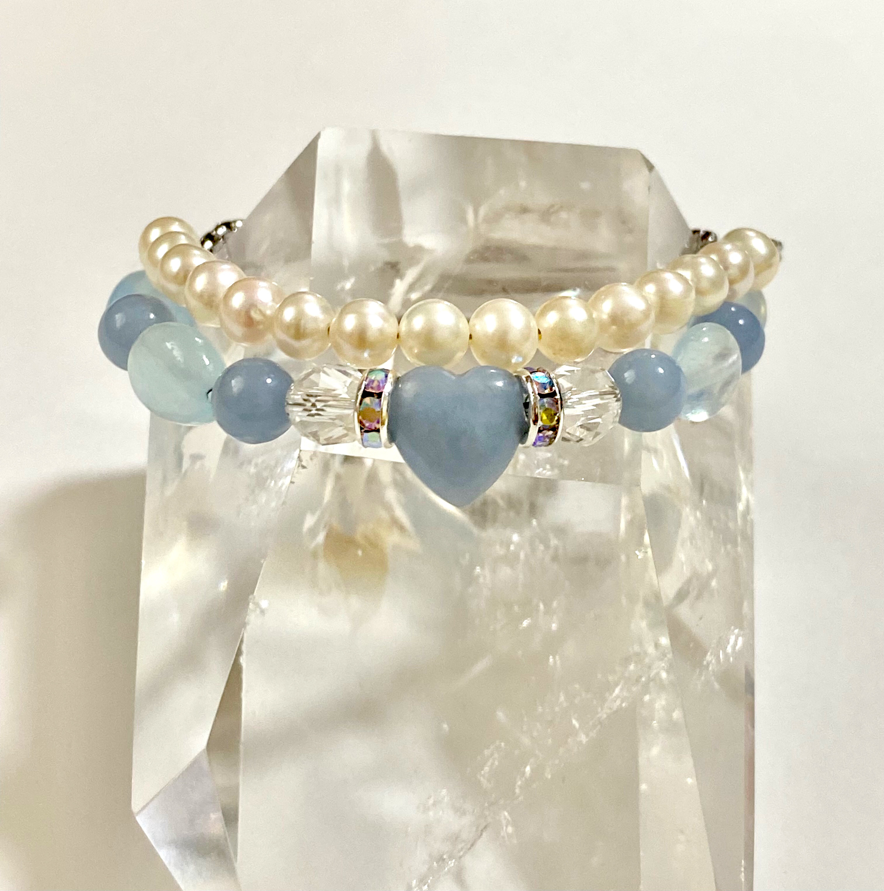 ♦︎淡水パール♦︎綺麗な華奢ブレスレット❇︎ エンジェライトサージカルステンレス３１６❇︎フリーサイズ❇︎ギフトBOX付