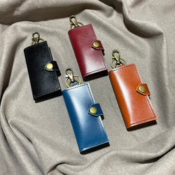 ブルガリリング付きレザーキーケース ブラック BVLGARI◇キーケース/レザー/BLK/無地/メンズ