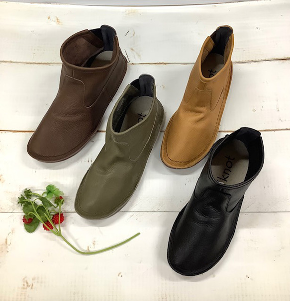 【履いたそばから足に馴染む♪】秋冬定番12㎝丈ストレスフリー袋縫いプレーンブーツ　502 5枚目の画像