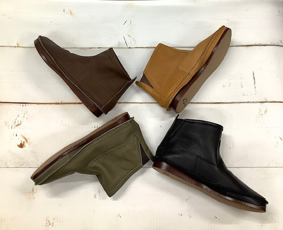 【履いたそばから足に馴染む♪】秋冬定番12㎝丈ストレスフリー袋縫いプレーンブーツ　502 6枚目の画像