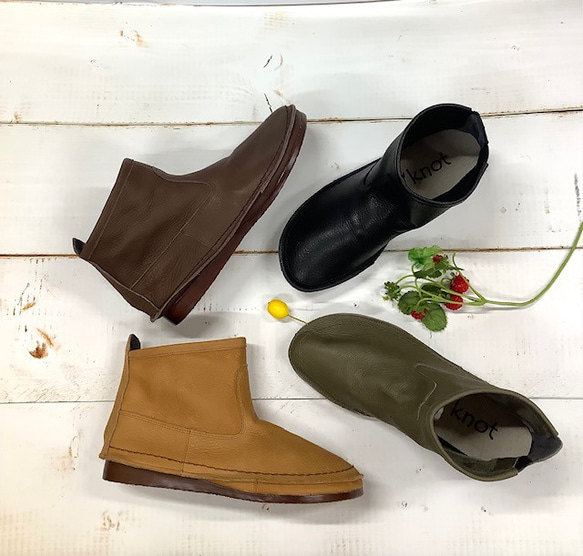 【履いたそばから足に馴染む♪】秋冬定番12㎝丈ストレスフリー袋縫いプレーンブーツ　502 1枚目の画像