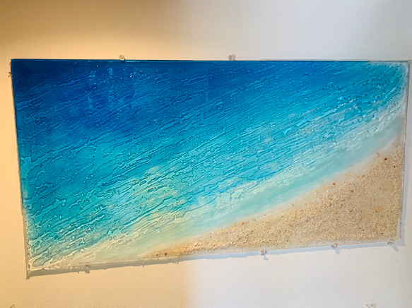 youtatsu様専用　アートパネル エメラルドグリーン&ブルーの海天国に一番近い島 小魚と光るビーチ120×60 5枚目の画像