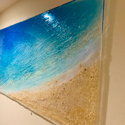 youtatsu様専用　アートパネル エメラルドグリーン&ブルーの海天国に一番近い島 小魚と光るビーチ120×60 4枚目の画像