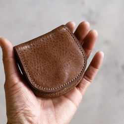 残り1点【送料無料】馬蹄型 コインケース 小銭入れ ／オイルレザー ブラウン 5枚目の画像