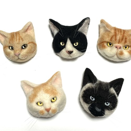 愛猫オーダー猫ブローチ オーダー猫 猫ブローチ 猫フレーム 羊毛