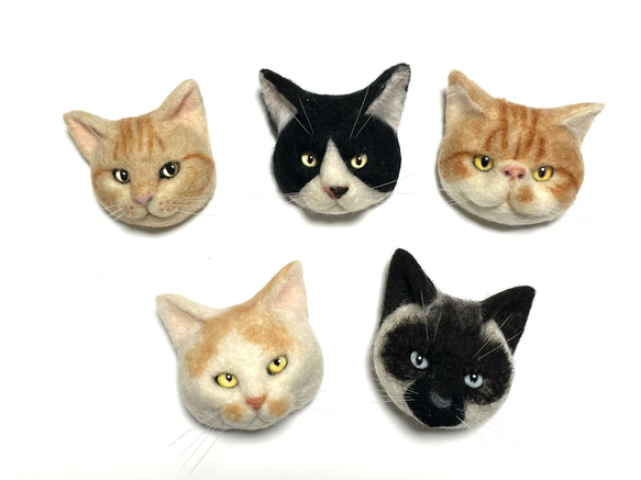 愛猫オーダー猫ブローチ オーダー猫 猫ブローチ 猫フレーム 羊毛