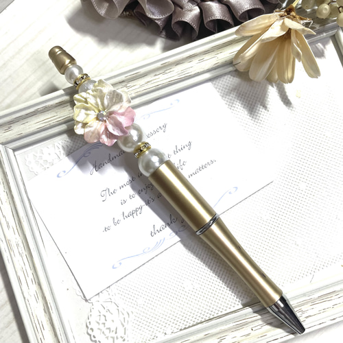 上品カラー手染めフラワーカスタムボールペン 替え芯1本付き♪ ペン  