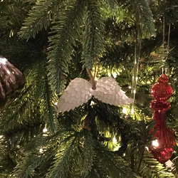 天使の羽（4個）=銀色リボン=クリスマス　アロマストーン 5枚目の画像