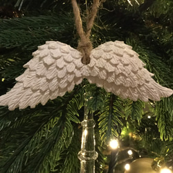 天使の羽（4個）=銀色リボン=クリスマス　アロマストーン 4枚目の画像