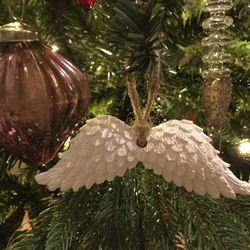天使の羽（4個）=銀色リボン=クリスマス　アロマストーン 6枚目の画像