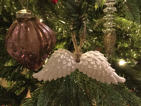 天使の羽（4個）=銀色リボン=クリスマス　アロマストーン 6枚目の画像