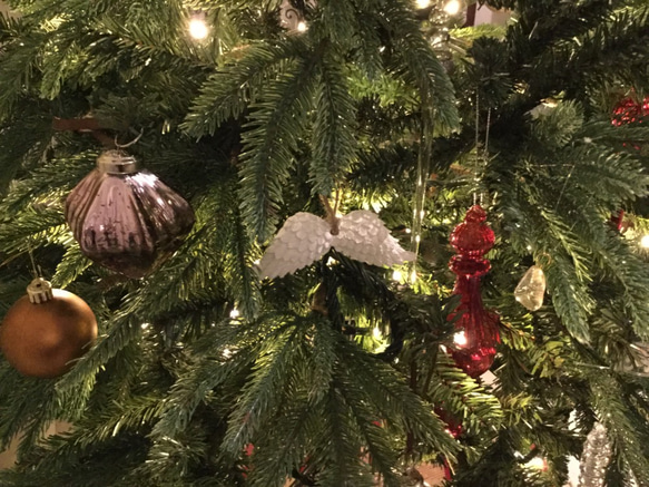 天使の羽（4個）=銀色リボン=クリスマス　アロマストーン 7枚目の画像