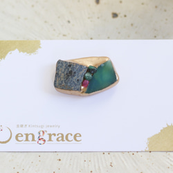 京都燒 Kintsugi Tuck pin / Malachite Emerald Ruby SDGs 傳統工藝品 Potter 第2張的照片