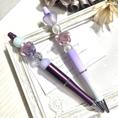 グリーン・ホワイト系 完成品♪ N114 / カスタムボールペン 手染め