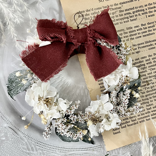 数量限定 .:*☆ リボン付きホワイトクリスマスリース