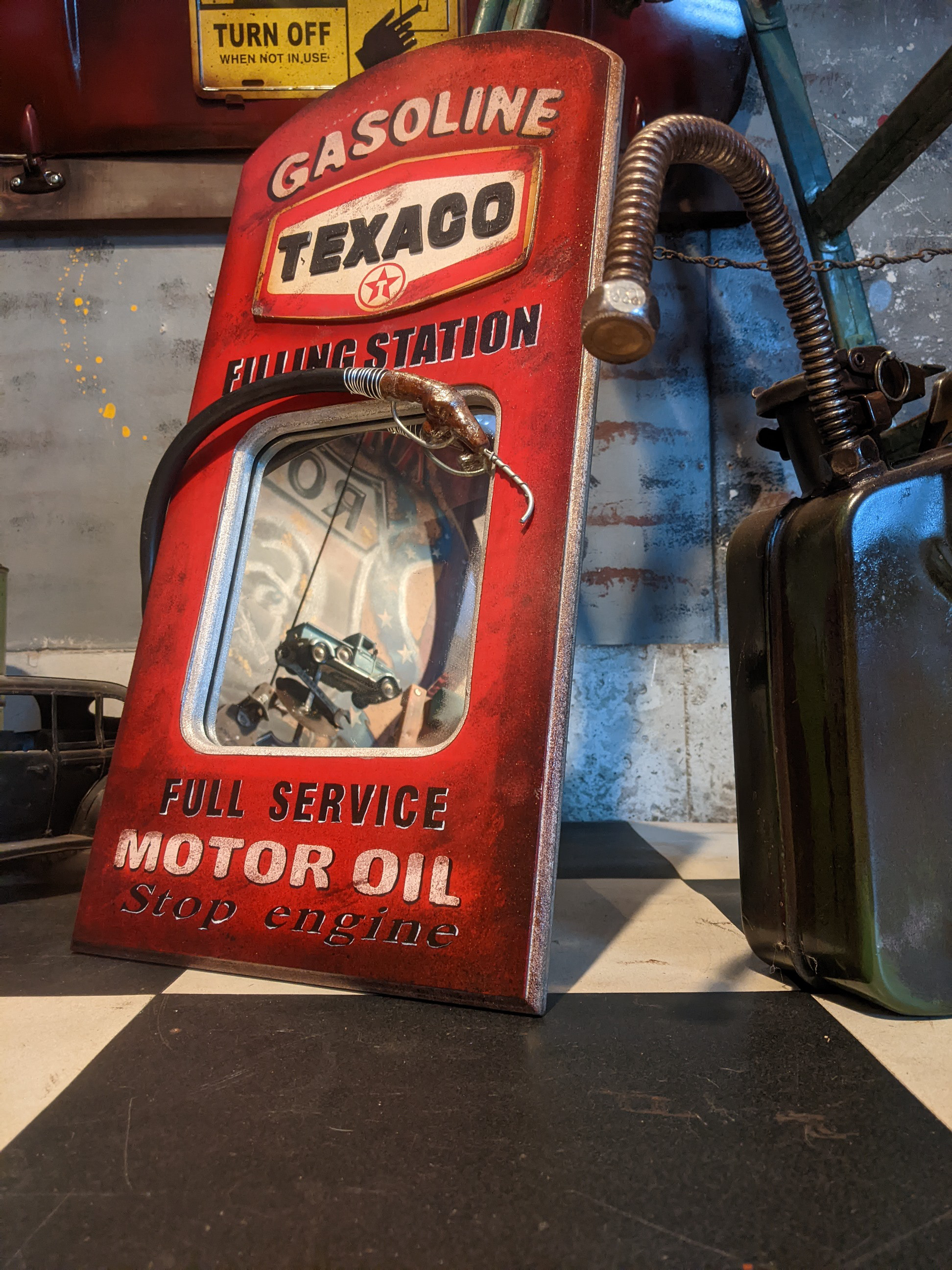 アメリカンヴィンテージ Style/ ウォールデコレーションミラー/ テキサコ & ガソリン 給油ノズル/ TEXACO