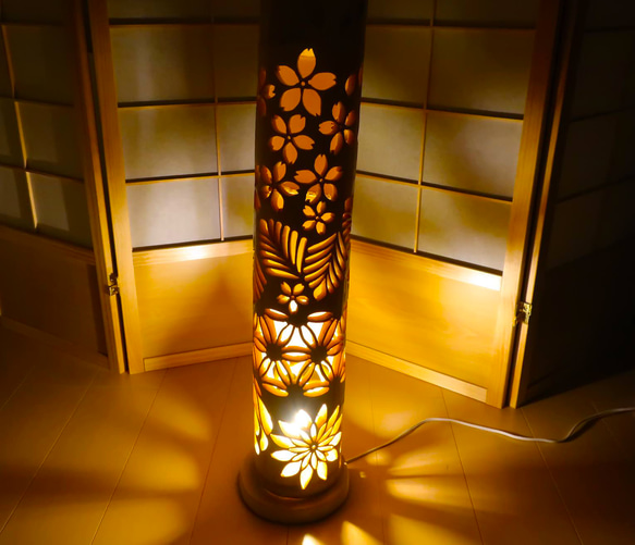 竹灯り・竹あかり・竹灯籠・竹灯篭・竹ランプ 繊細彫り～～ 癒しの灯り★華流★～～ 竹灯り 竹ランプ 竹あかり 竹灯籠 竹灯篭 繊細彫り～～