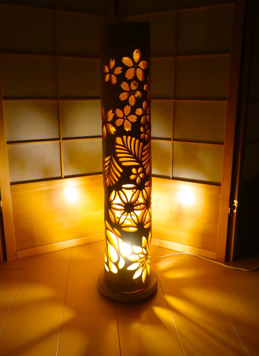 竹灯り・竹あかり・竹灯籠・竹灯篭・竹ランプ 繊細彫り～～ 癒しの灯り★華流★～～