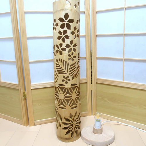 竹灯り・竹あかり・竹灯籠・竹灯篭・竹ランプ   ～～ 繊細彫り★華綱★～～ 竹灯り・竹あかり・竹灯籠・竹灯篭・竹ランプ 繊細・全面彫り～～ 癒し