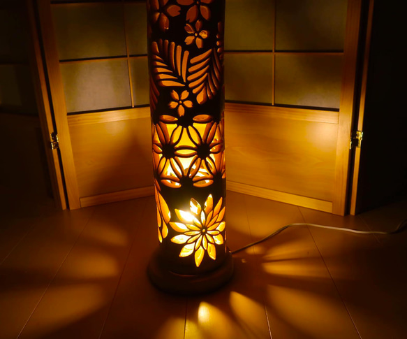 竹灯り・竹あかり・竹灯籠・竹灯篭・竹ランプ 繊細彫り～～ 癒しの灯り★華流★～～ 竹灯り 竹ランプ 竹あかり 竹灯籠 竹灯篭 繊細彫り～～