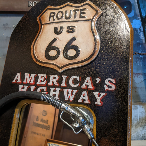 アメリカンな部屋/ ROUTE66 デコレーションミラー/ウォールミラー アメリカン レトロ 鏡 ウォールミラー 壁掛け ROUTE66 アメリカ