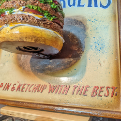アメリカンダイナー/ ハンバーガー屋さん 吊り下げ看板/ サインボード & ハンバーガー容器/ フライヤートレイ 12枚目の画像