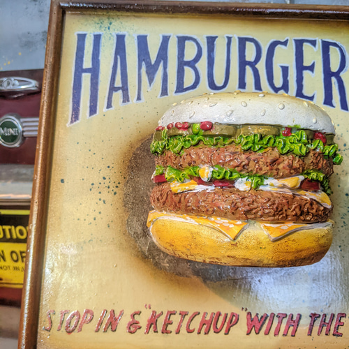 アメリカンダイナー/ ハンバーガー屋さん 吊り下げ看板/ サインボード