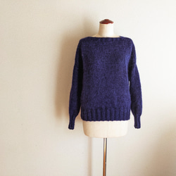 『再販』キッドモヘア・ウールのまっすぐ衿セーター＊ダークパープル　やわらかセーター　毛足長 7枚目の画像