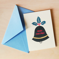 【柊のついたベル型帽子】クリスマスのグリーティングカード 1枚目の画像