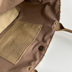 A4サイズ対応★スペイン製ゴブラン織り×帆布トートバッグ（肩掛けOK）カラフルツリー 7枚目の画像