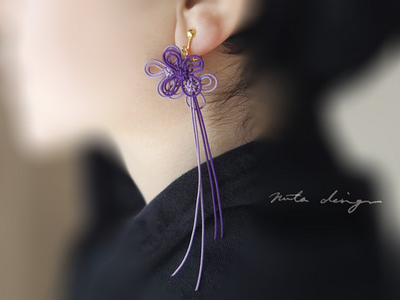 耳環「Fure、Furu、Touch」（深紫色×淺紫色） 第10張的照片